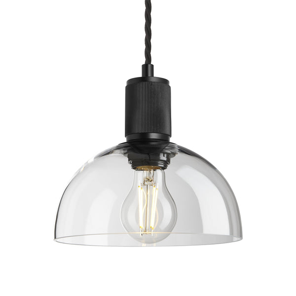 Ribbed Glass Dome Pendant - 8 Inch