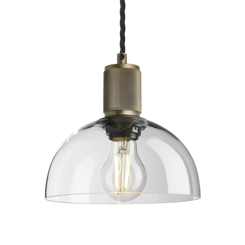 Ribbed Glass Dome Pendant - 8 Inch