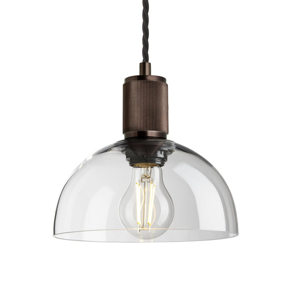 Ribbed Glass Dome Pendant - 8 Inch