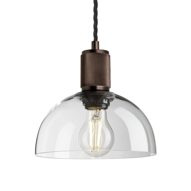 Ribbed Glass Dome Pendant - 8 Inch