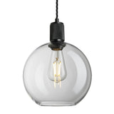 Ribbed Glass Globe Pendant Light - 9 Inch
