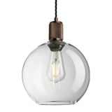 Ribbed Glass Globe Pendant Light - 9 Inch