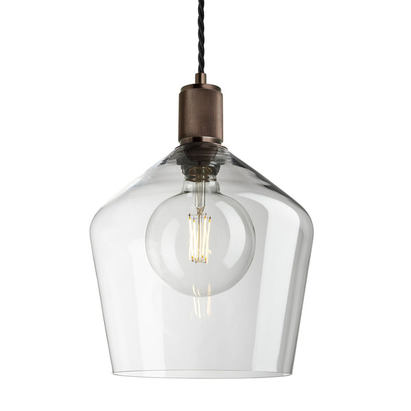 Ribbed Glass Schoolhouse Pendant - 10 Inch