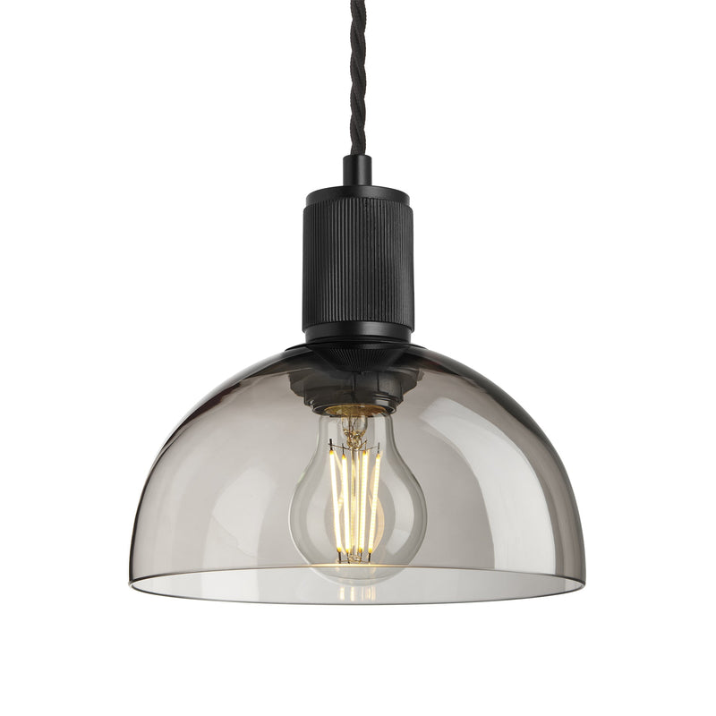 Ribbed Glass Dome Pendant - 8 Inch