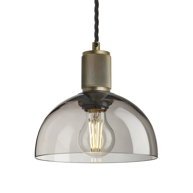 Ribbed Glass Dome Pendant - 8 Inch