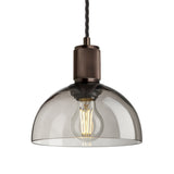 Ribbed Glass Dome Pendant - 8 Inch