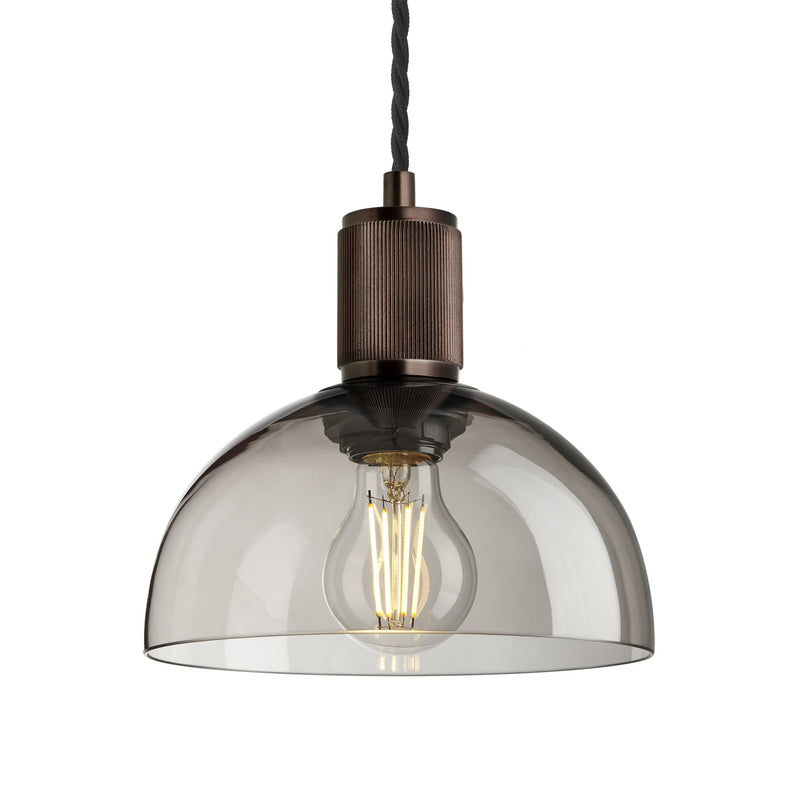 Ribbed Glass Dome Pendant - 8 Inch
