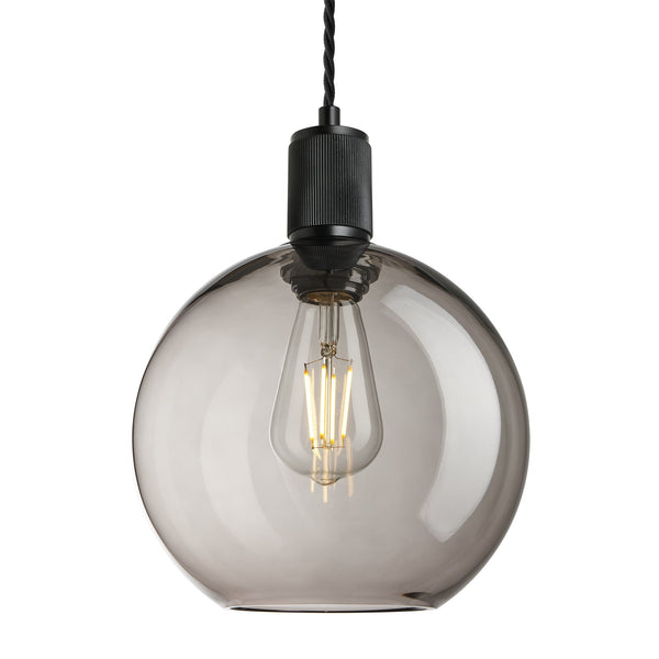 Ribbed Glass Globe Pendant Light - 9 Inch