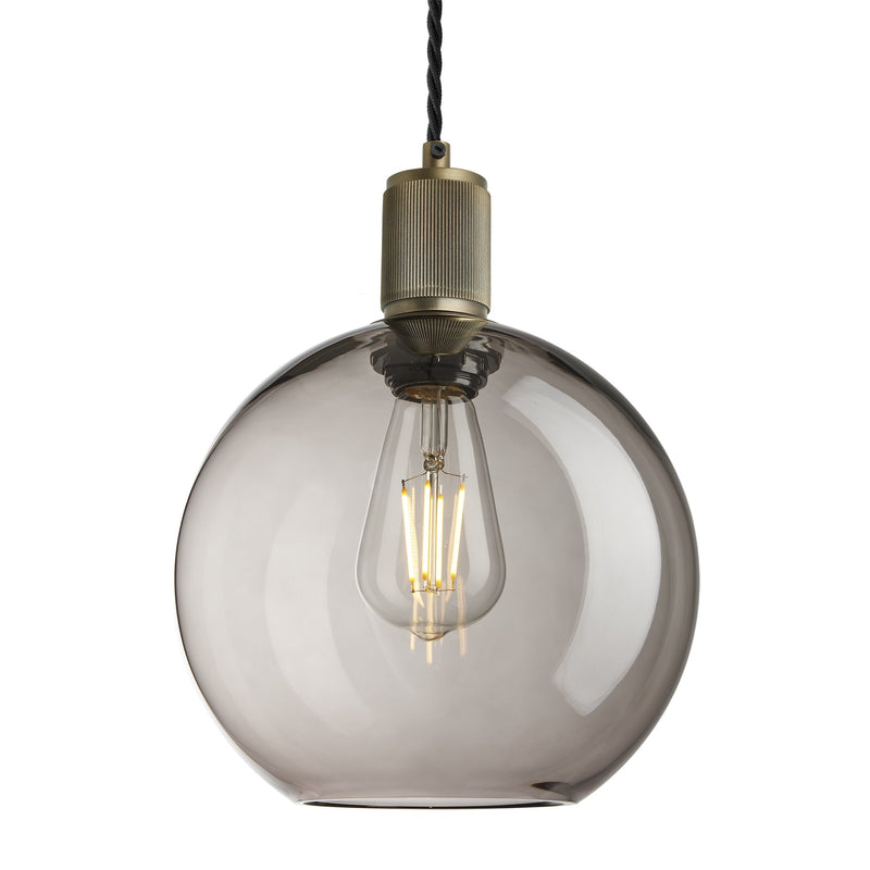 Ribbed Glass Globe Pendant Light - 9 Inch