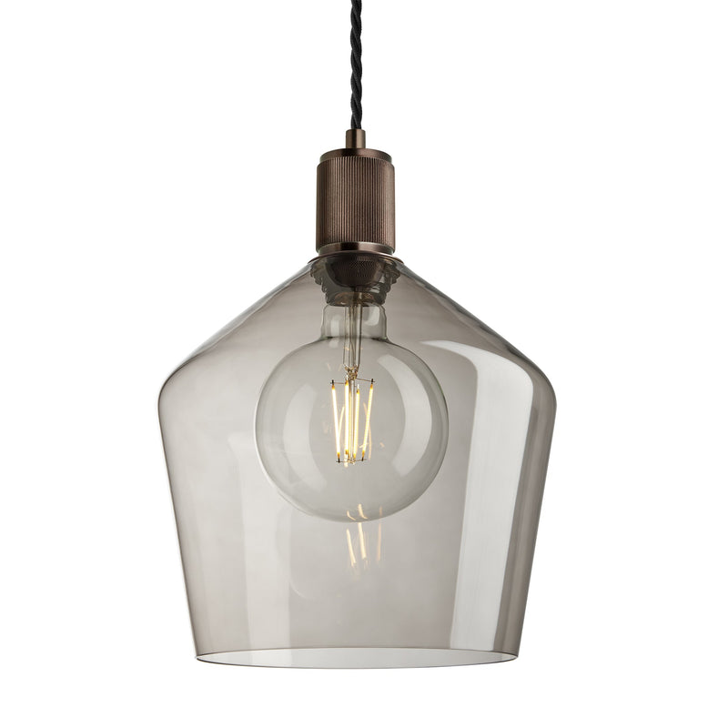 Ribbed Glass Schoolhouse Pendant - 10 Inch