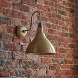 Swan Neck Cone Wall Light - 12 Inch - Brass