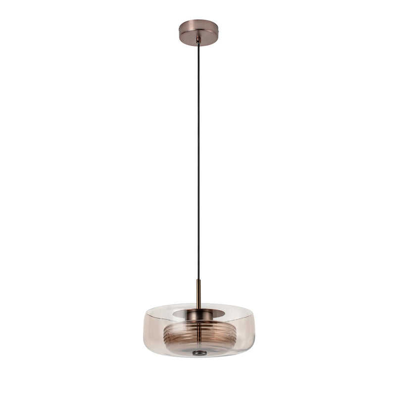Selby Layered Glass Round Pendant Light - Mocha - Bronze