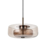 Selby Layered Glass Round Pendant Light - Mocha - Bronze