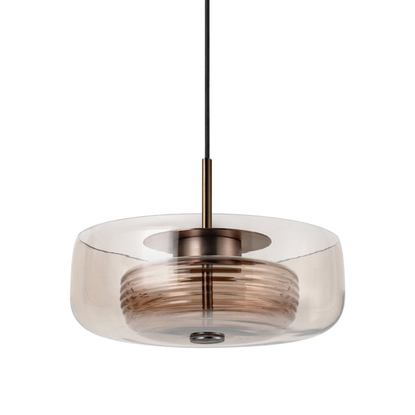 Selby Layered Glass Round Pendant Light - Mocha - Bronze