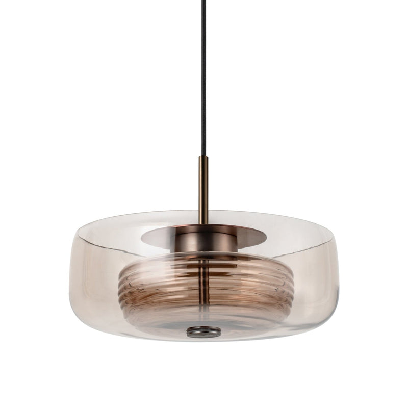 Selby Layered Glass Round Pendant Light - Mocha - Bronze