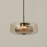 Selby Layered Glass Round Pendant Light - Mocha - Bronze