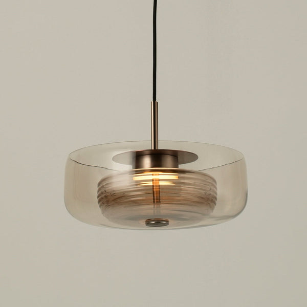 Selby Layered Glass Round Pendant Light - Mocha - Bronze