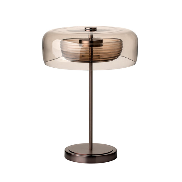 Selby Layered Glass Round Table Lamp - Mocha - Bronze