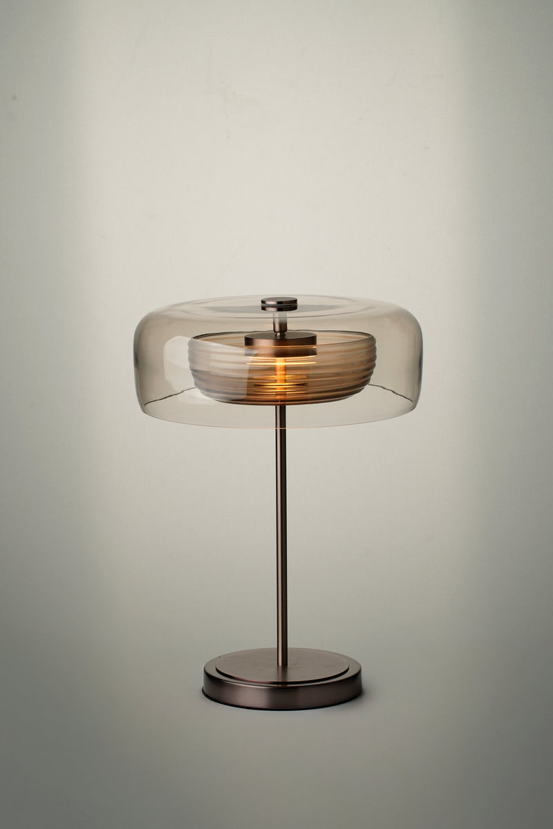 Selby Layered Glass Round Table Lamp - Mocha - Bronze