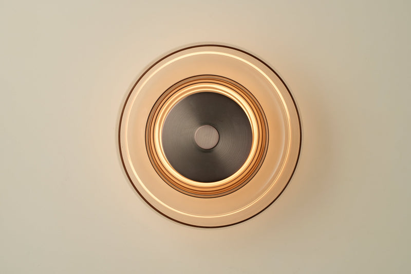 Selby Layered Glass Round Diffuser Wall Light - Bronze