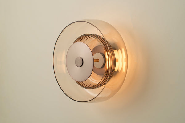 Selby Layered Glass Round Diffuser Wall Light - Bronze