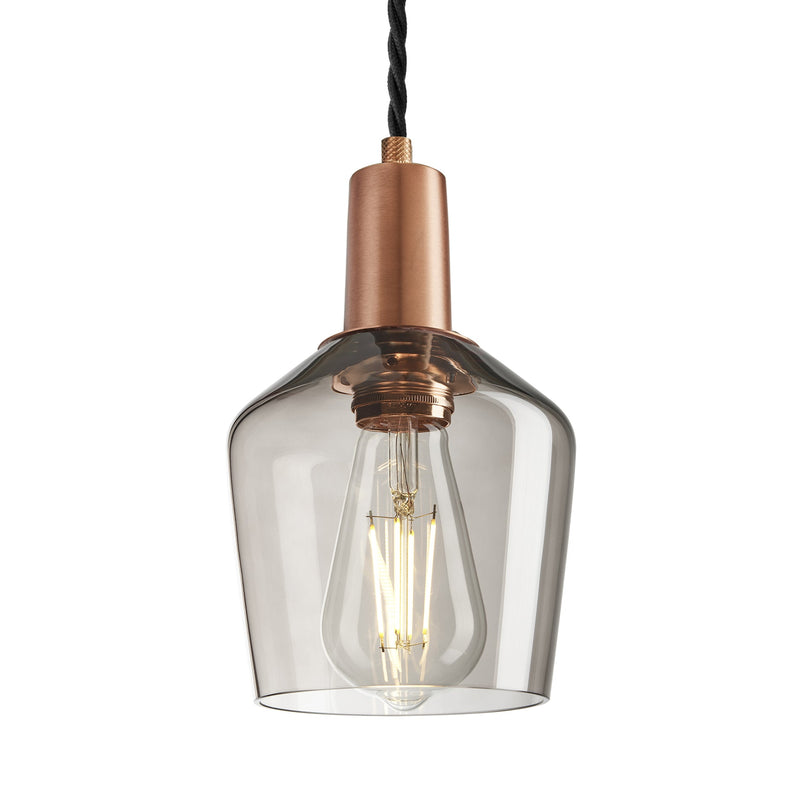 Sleek Smoked Glass Schoolhouse Pendant - 5.5 Inch