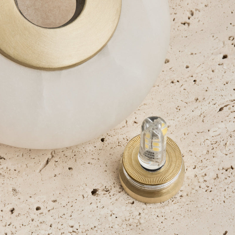 Travertine & Alabaster Stone Diffuser Wall Light - 10 inch - Natural