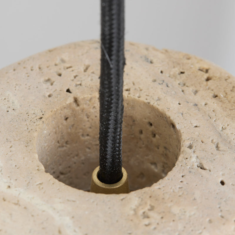 Travertine Stone Cylinder Pendant Light - 4 inch - Natural