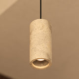 Travertine Stone Cylinder Pendant Light - 4 inch - Natural