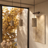 Travertine Stone Cylinder Pendant Light - 4 inch - Natural