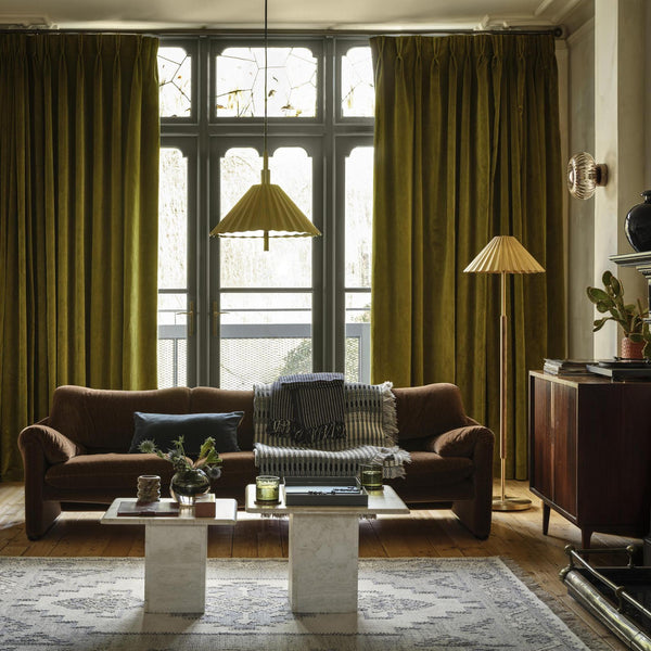 Wycombe Umbrella Pleated Pendant Light - Brass