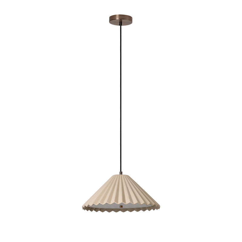 Wycombe Ceramic Umbrella Pleated Pendant Light - Natural
