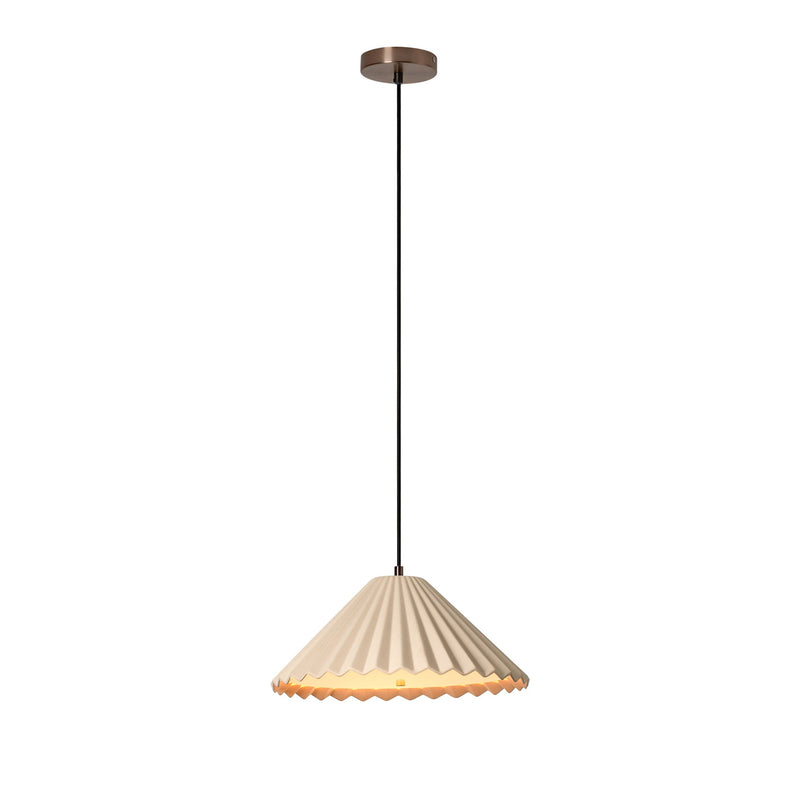 Wycombe Ceramic Umbrella Pleated Pendant Light - Natural