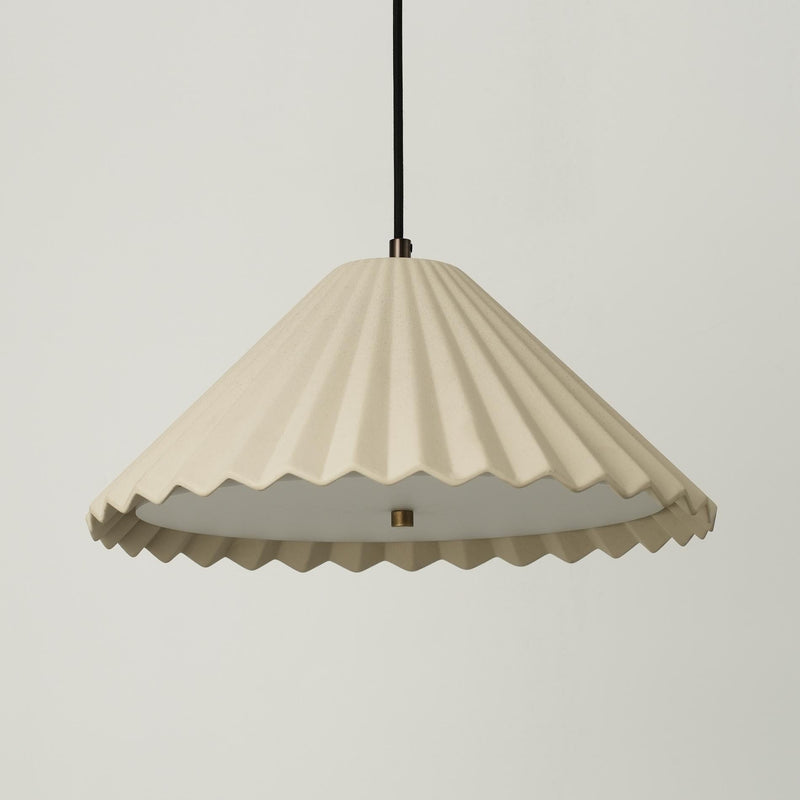 Wycombe Ceramic Umbrella Pleated Pendant Light - Natural