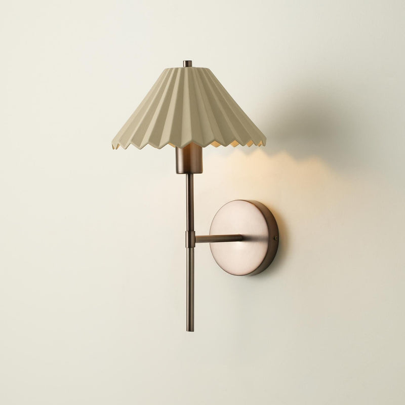 Wycombe Ceramic Umbrella Pleated Wall Light - Natural