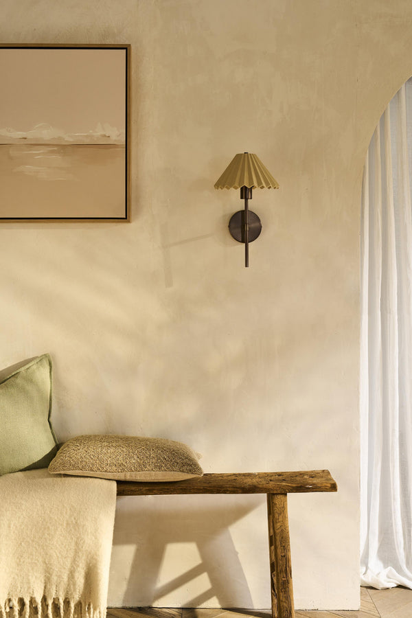 Wycombe Ceramic Umbrella Pleated Wall Light - Natural