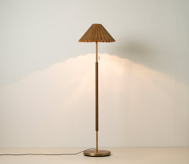 Wycombe Umbrella Pleated Floor Lamp - Brass