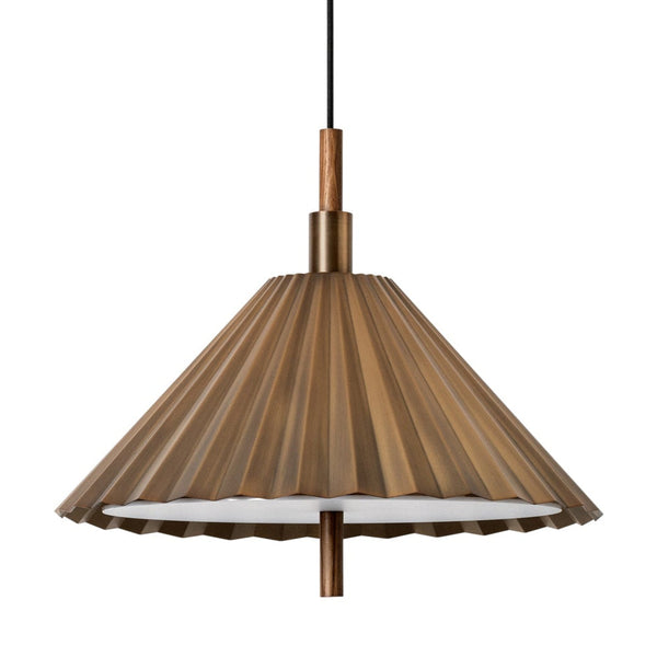 Wycombe Umbrella Pleated Pendant Light - Brass
