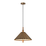 Wycombe Umbrella Pleated Pendant Light - Brass