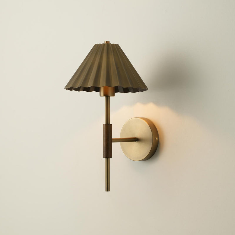 Wycombe Umbrella Pleated Wall Light - Brass