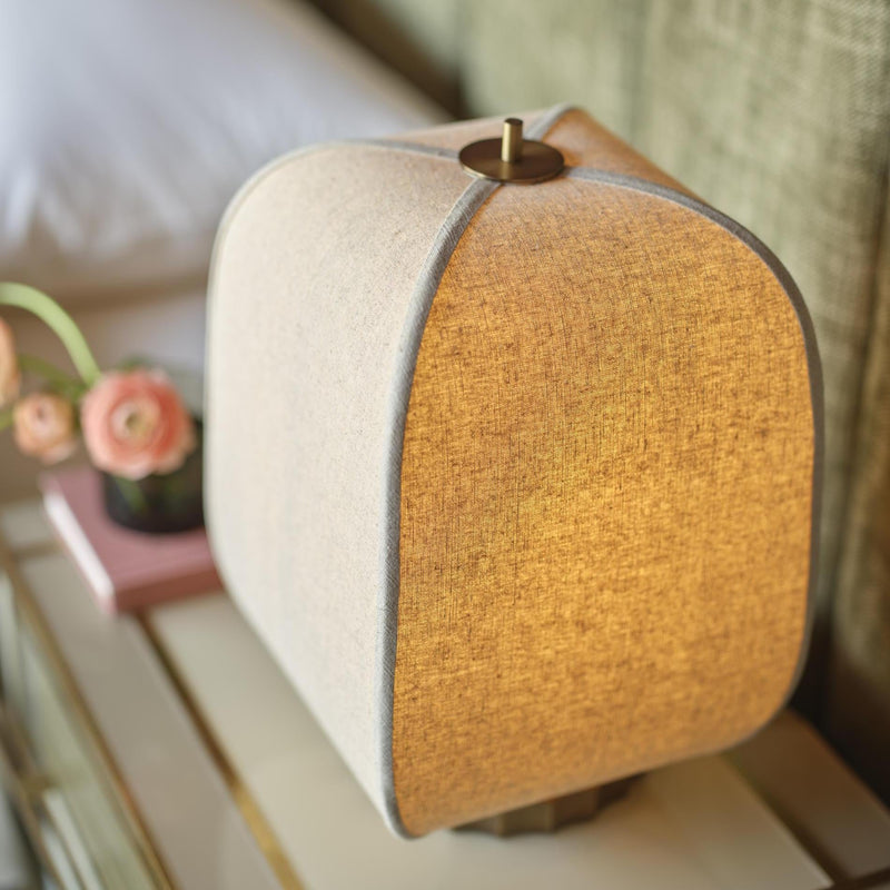 Bloxham Rectangular Table Lamp - Natural - Brass