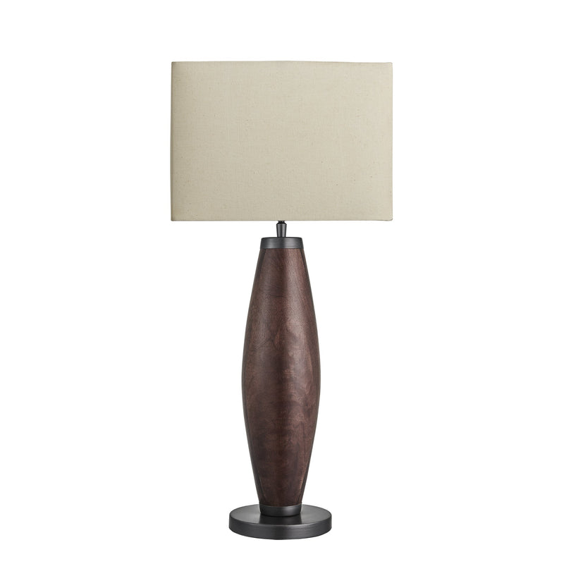 Wooden Geometric Pillar Table Lamp